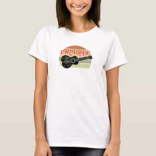 レトロサンセットウクレレ動揺してスケッチTシャツ Tシャツ