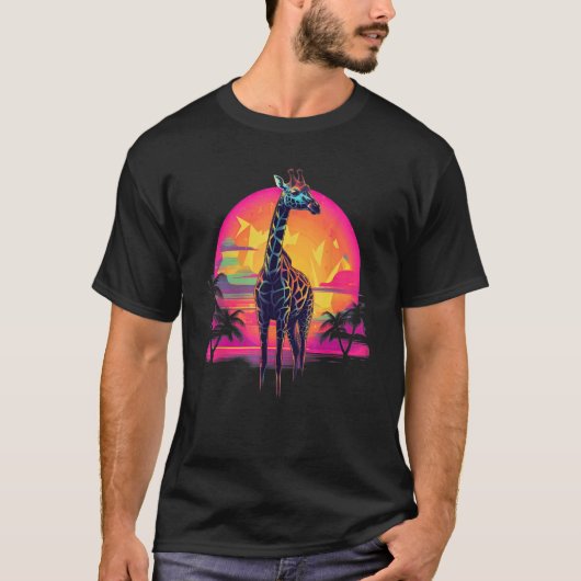 レトロサンセットキリン Tシャツ (正面)