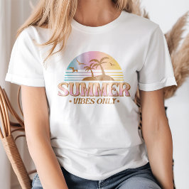 レトロサンセットグラデーション「夏の雰囲気のみ」 Tシャツ