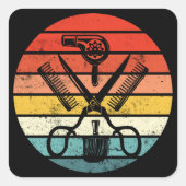 レトロサンセットグラフィック美容師美容師 スクエアシール (正面)