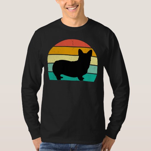 レトロサンセットコーギTシャツ Tシャツ (正面)