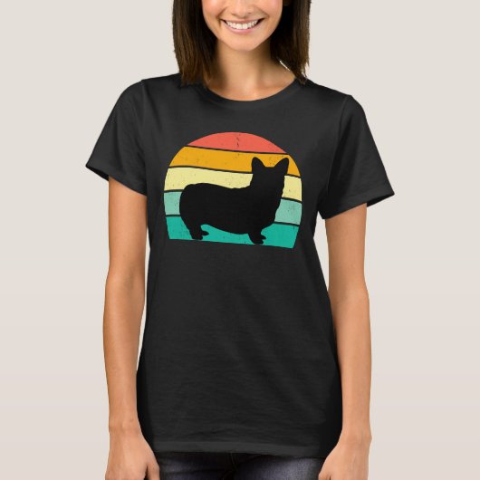 レトロサンセットコーギTシャツ Tシャツ (正面)