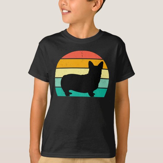 レトロサンセットコーギTシャツ Tシャツ (正面)