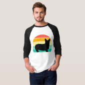 レトロサンセットコーギTシャツ Tシャツ (正面フル)