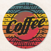 レトロサンセットコーヒー ラウンドペーパーコースター (正面)