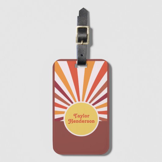 レトロサンセットサンレイソーシャルメディアQRコード ラゲッジタグ (正面縦)