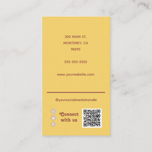 レトロサンセットサンレイソーシャルメディアQRコード 名刺 (裏面)