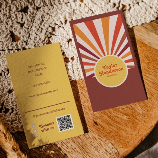 レトロサンセットサンレイソーシャルメディアQRコード 名刺