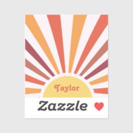 レトロサンセットサンレイパーソナライズされたズ名 シール
