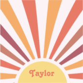 レトロサンセットサンレイパーソナライズされたズ名 シール (正面)