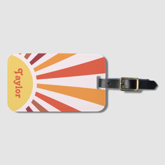 レトロサンセットサンレイパーソナライズされたズ名 ラゲッジタグ (正面横)