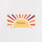 レトロサンセットサンレイパーソナライズされたズ名 ラベル (デザイン1)