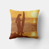 レトロサンセットサーファーガール クッション (裏面)