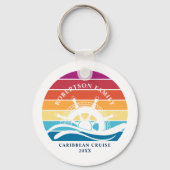 レトロサンセットシップホイールファミリークルーズバケーション キーホルダー (裏面)