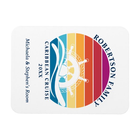 レトロサンセットシールホイールファミリークルーズキャビンドア マグネット (横)