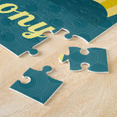 レトロサンセットスケートボードテーマ名前をカスタムするティール(緑がかった色) ジグソーパズル (側面)