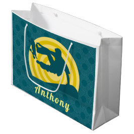 レトロサンセットスケートボードテーマ名前をカスタムするティール（緑がかった色） ラージペーパーバッグ