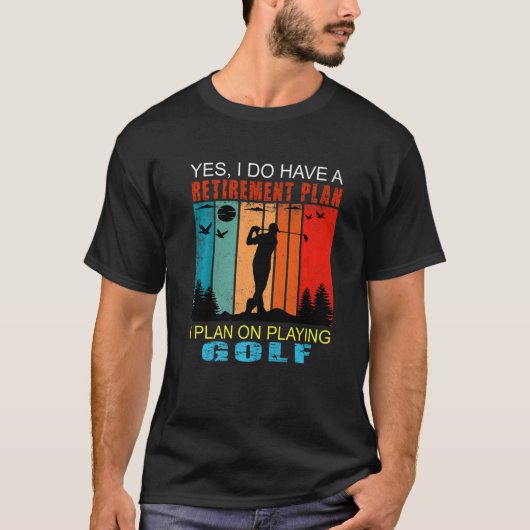レトロサンセットスローガン退職計画遊I予定 Tシャツ (正面)
