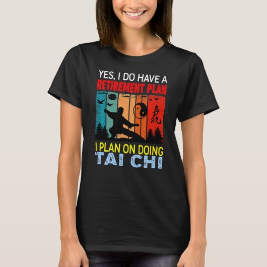 レトロサンセットスローガン退職計画IプランDoin Tシャツ (正面)