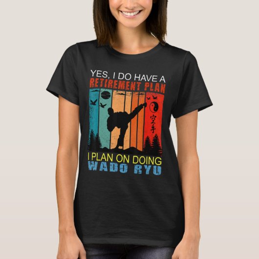 レトロサンセットスローガン退職IはDoing Wa Tシャツ (正面)