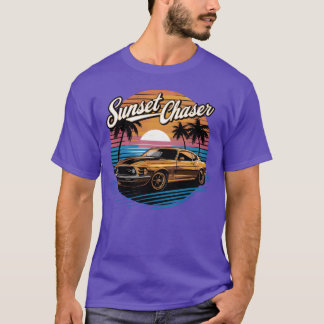 レトロサンセットチェイサーパルムツリー 車 ファミリー ファミリー Tシャツ