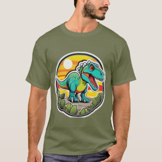 レトロサンセットティラノサウルス Tシャツ