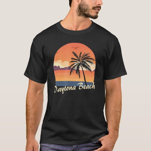 レトロサンセットデイトナビーチ Tシャツ (正面)