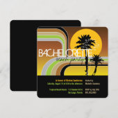 レトロサンセットトロピカルパームツリーバチェロレッテ 招待状 (正面/裏面)