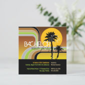 レトロサンセットトロピカルパームツリーバチュラーパーティー 招待状 (スタンド正面)