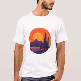 レトロサンセットナチュラルビブス | ビンテージ80年代風アート Tシャツ