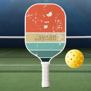 レトロサンセットネームパーソナライズされたピックボールパドル ピックルボールラケット