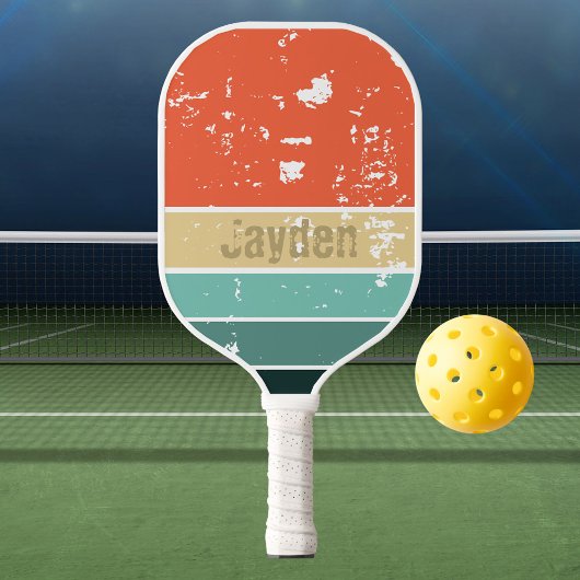 レトロサンセットネームパーソナライズされたピックボールパドル ピックルボールラケット
