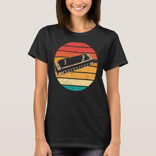 レトロサンセットハーモニカ Tシャツ (正面)
