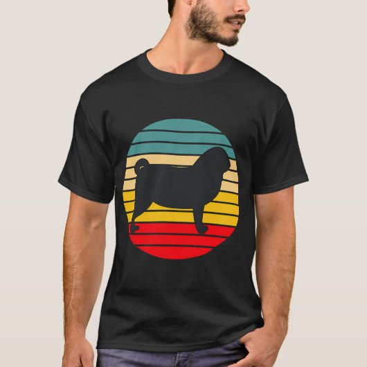レトロサンセットパグ Tシャツ (正面)