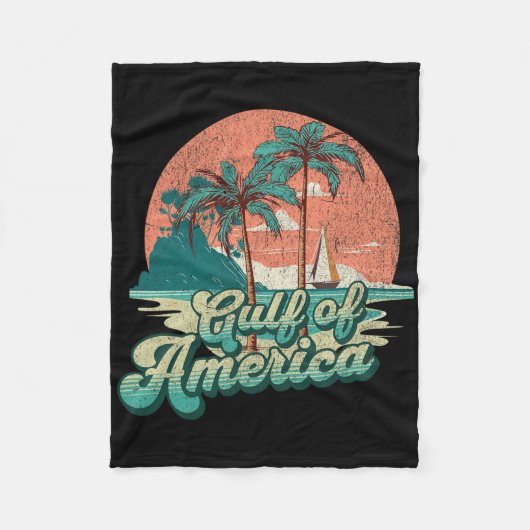 レトロサンセットビーチビベス – アメリカ湾 フリースブランケット (正面)