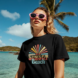 レトロサンセットビーチビンテージタイポグラフィ Tシャツ