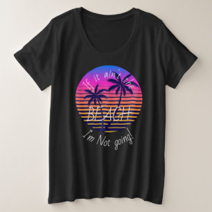 レトロサンセットビーチプラスサイズTシャツ プラスサイズTシャツ