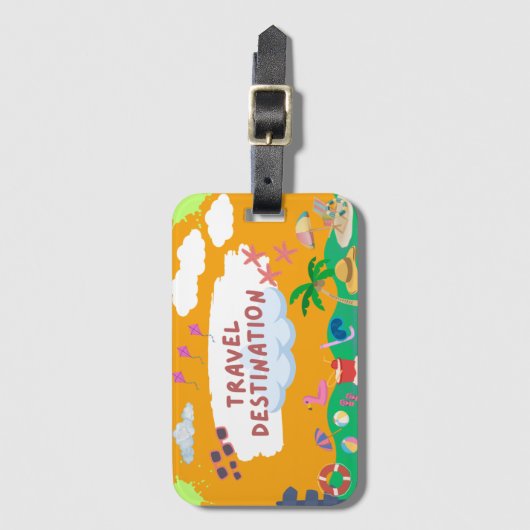 レトロサンセットビーチラゲッジタグ ラゲッジタグ (正面縦)