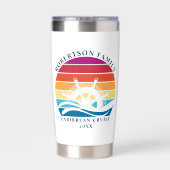 レトロサンセットファミリークルーズシップホイール航海の 保温保冷タンブラー (背面)