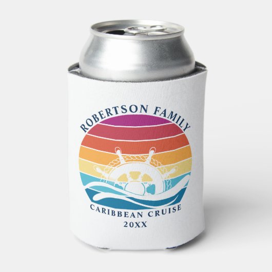 レトロサンセットファミリークルーズシップホイール 缶クーラー (缶正面)