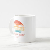レトロサンセットファミリートリップビーチパームツリーマッチング コーヒーマグカップ (正面左)