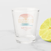 レトロサンセットファミリートリップビーチパームツリーマッチング ショットグラス (裏面)