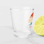 レトロサンセットファミリートリップビーチパームツリーマッチング ショットグラス (左)