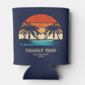 レトロサンセットファミリートリップビーチパームツリーマッチング 缶クーラー (裏面)