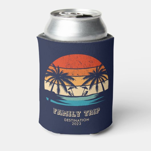 レトロサンセットファミリートリップビーチパームツリーマッチング 缶クーラー (缶裏面)