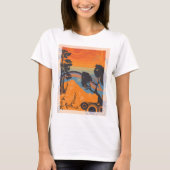 レトロサンセットフォレストランドスケープアブストラクト Tシャツ (正面)