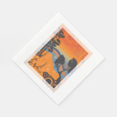 レトロサンセットフォレストランドスケープ抽象芸術 スタンダードランチョンナプキン (角)