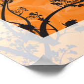 レトロサンセットフォレストランドスケープ抽象芸術 ポスター (角)