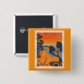 レトロサンセットフォレストランドスケープ抽象芸術 缶バッジ (正面&裏面)