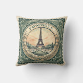 レトロサンセットフランスのアイフェルトワーパリフランスグリーン クッション (裏面)